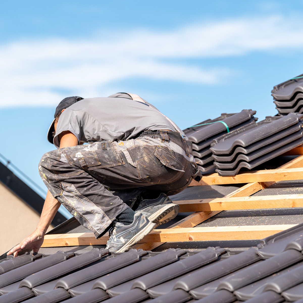 New roof being installed New roof being installed