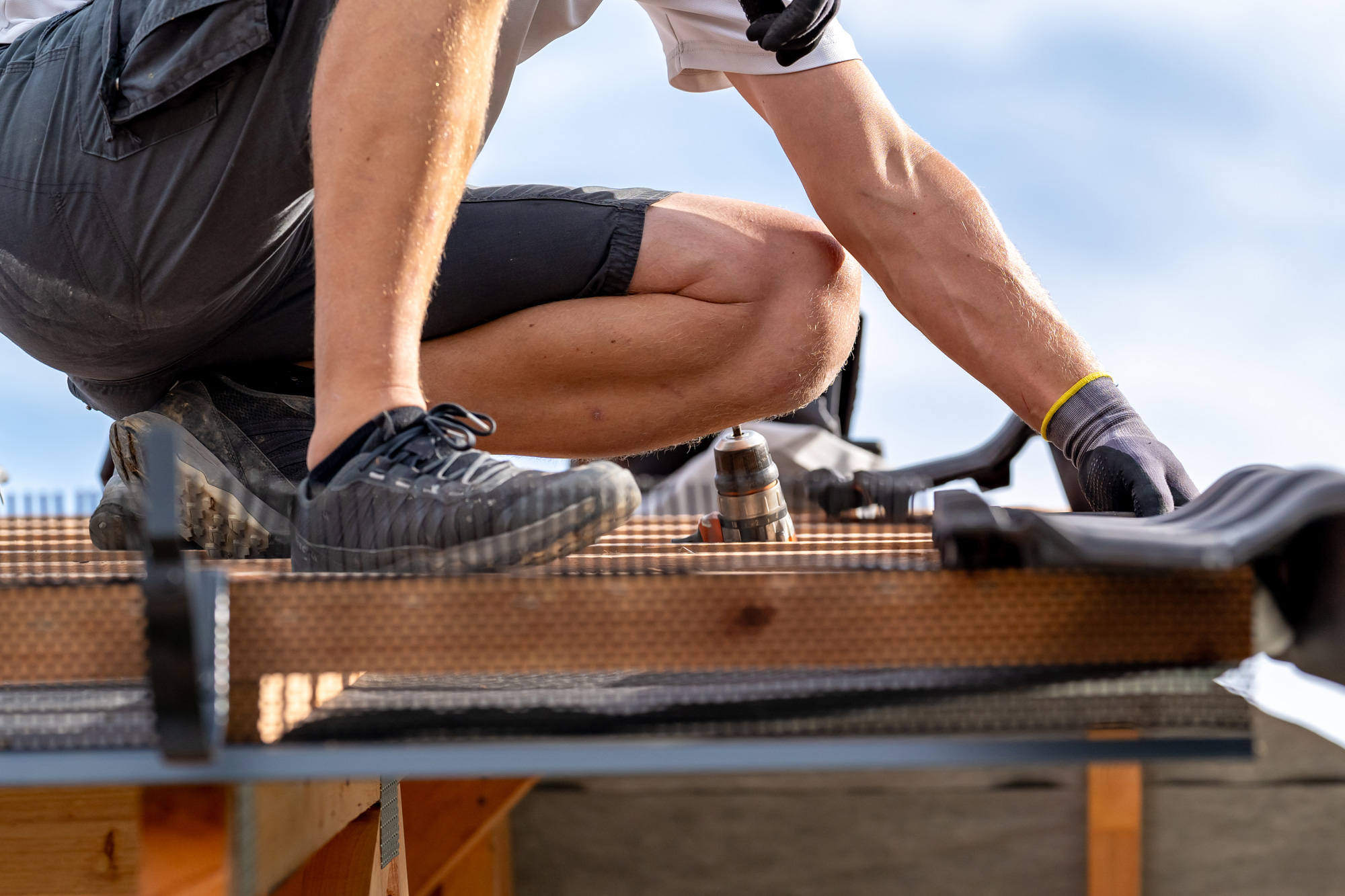 Roof being replaced Roof being replaced